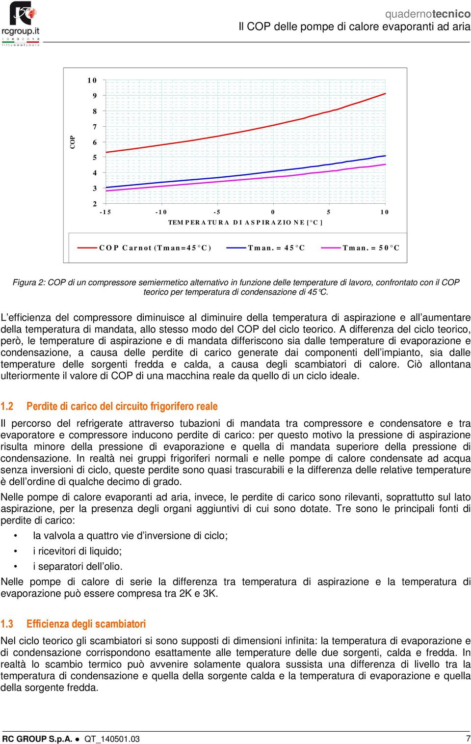 L efficienza del compressore diminuisce al diminuire della temperatura di aspirazione e all aumentare della temperatura di mandata, allo stesso modo del COP del ciclo teorico.