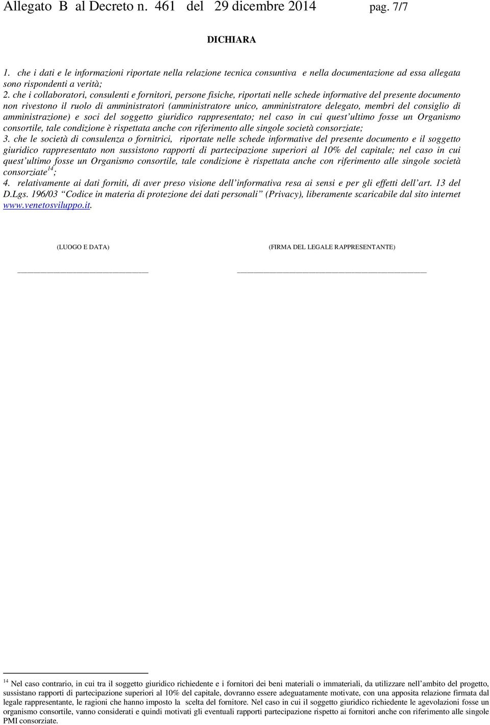 che i collaboratori, consulenti e fornitori, persone fisiche, riportati nelle schede informative del presente documento non rivestono il ruolo di amministratori (amministratore unico, amministratore