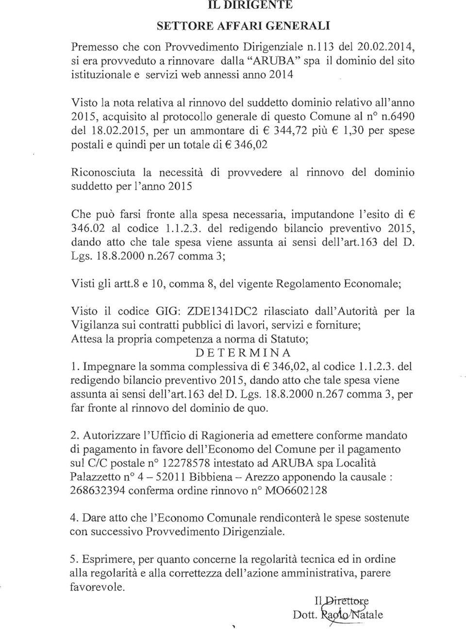 protocollo generale di al n.6490 del 18.02.