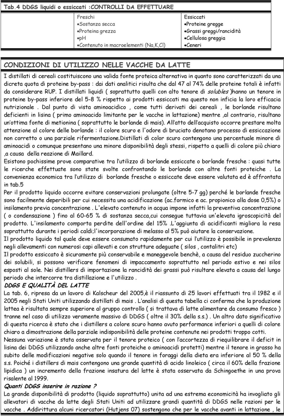 dati analitici risulta che dal 47 al 74% delle proteine totali è infatti da considerare RUP.