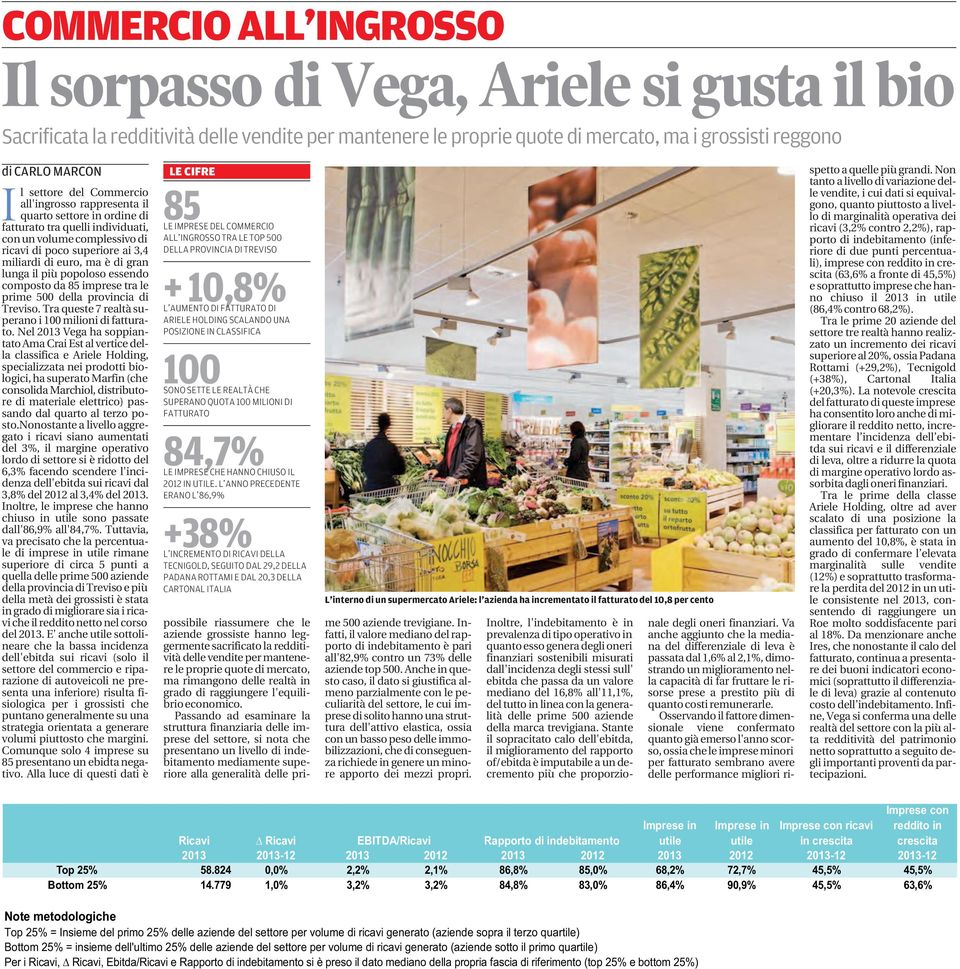 gran lunga il più popoloso essendo composto da 85 imprese tra le prime 500 della provincia di Treviso. Tra queste 7 realtà superano i 100 milioni di fatturato.