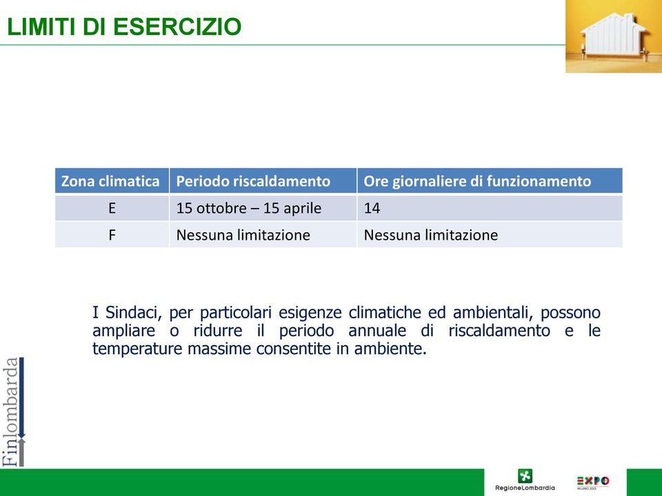 I Sindaci, per particolari esigenze climatiche ed ambientali, possono ampliare o