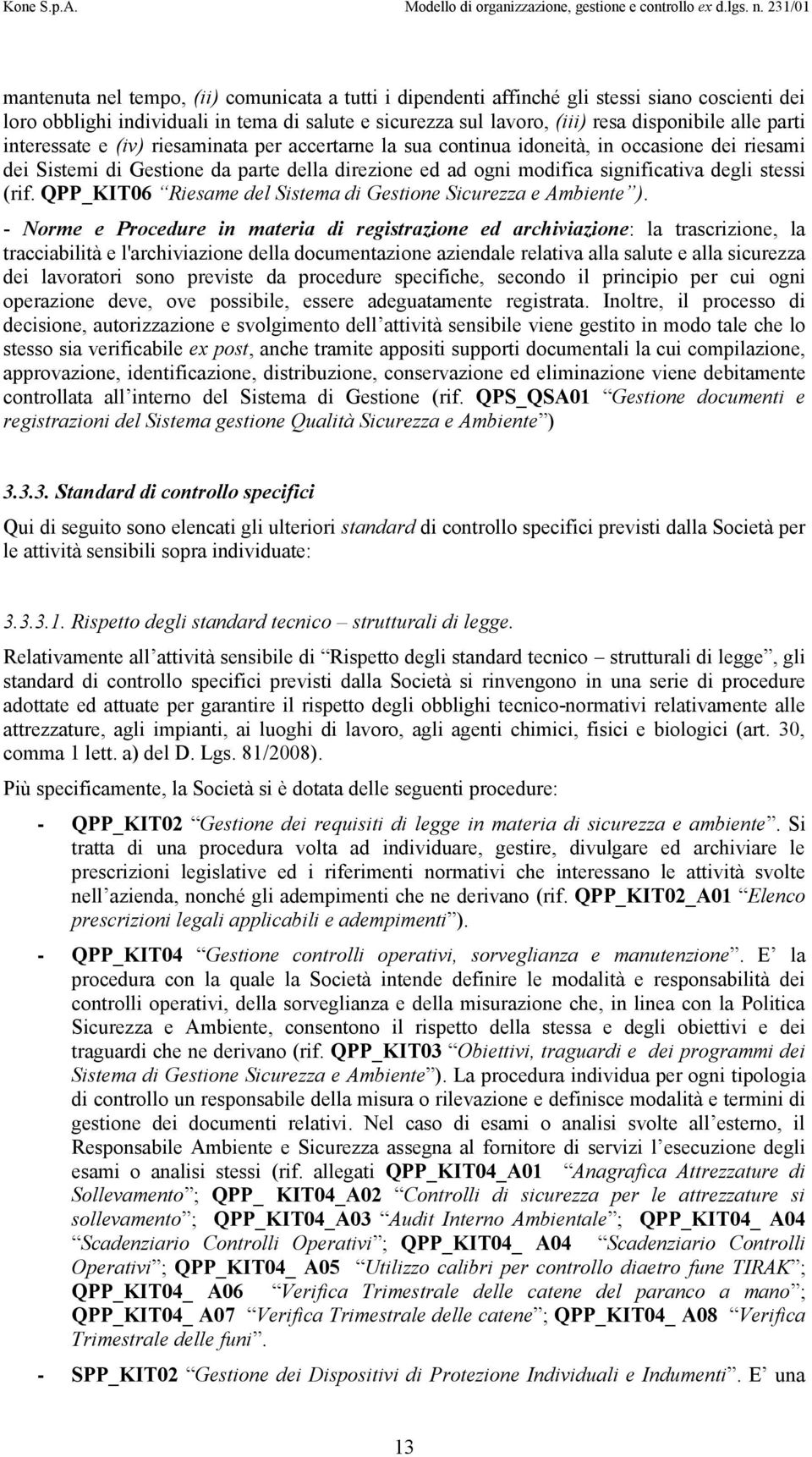 QPP_KIT06 Riesame del Sistema di Gestione Sicurezza e Ambiente ).