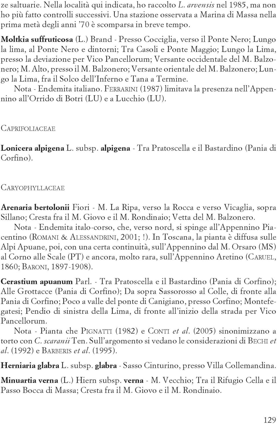 ) Brand - Presso Cocciglia, verso il Ponte Nero; Lungo la lima, al Ponte Nero e dintorni; Tra Casoli e Ponte Maggio; Lungo la Lima, presso la deviazione per Vico Pancellorum; Versante occidentale del