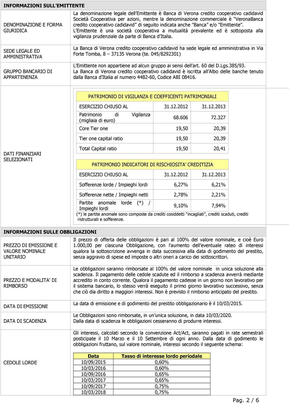 L Emittente è una società cooperativa a mutualità prevalente ed è sottoposta alla vigilanza prudenziale da parte di Banca d Italia.