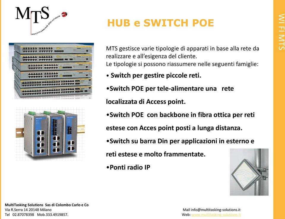 Switch POE per tele-alimentare una rete localizzata di Access point.