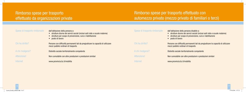 rimborsate dall abitazione della persona disabile a: strutture diurne dei servizi sociali (inclusi asili nido e scuole materne) strutture per scopo di prevenzione, cura e riabilitazione posto di