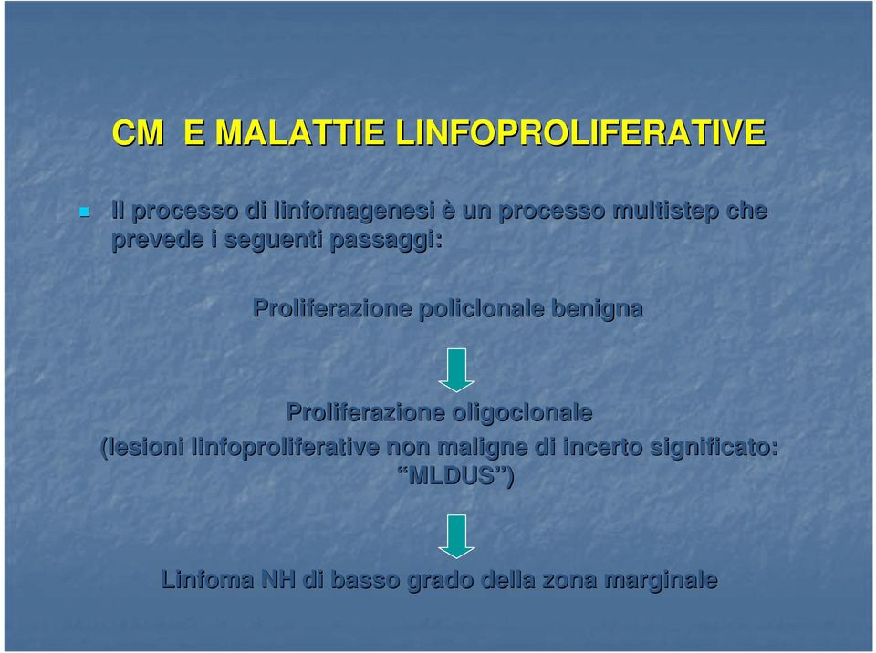 policlonale benigna Proliferazione oligoclonale (lesioni