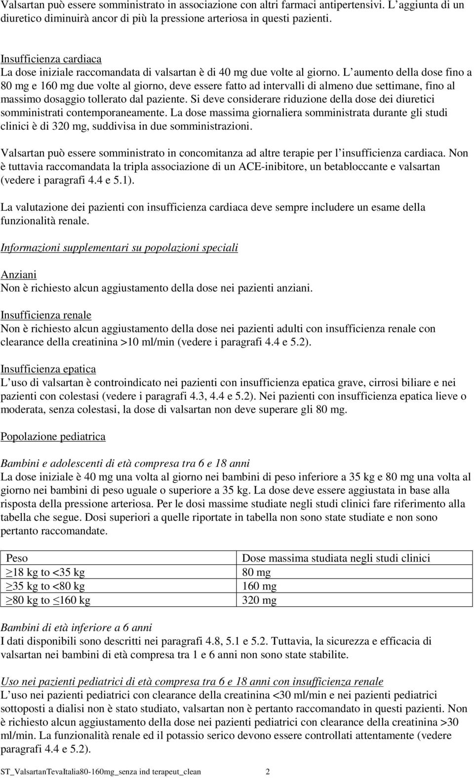 L aumento della dose fino a 80 mg e 160 mg due volte al giorno, deve essere fatto ad intervalli di almeno due settimane, fino al massimo dosaggio tollerato dal paziente.