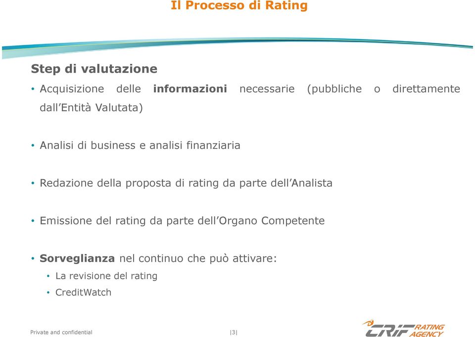 proposta di rating da parte dell Analista Emissione del rating da parte dell Organo Competente