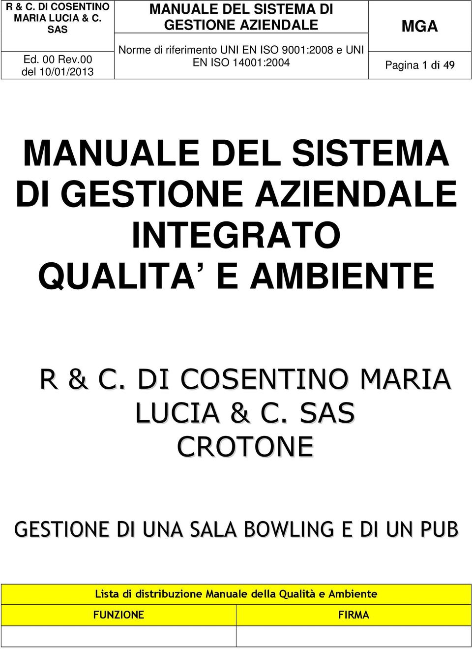 CROTONE GESTIONE DI UNA SALA BOWLING E DI UN PUB Lista