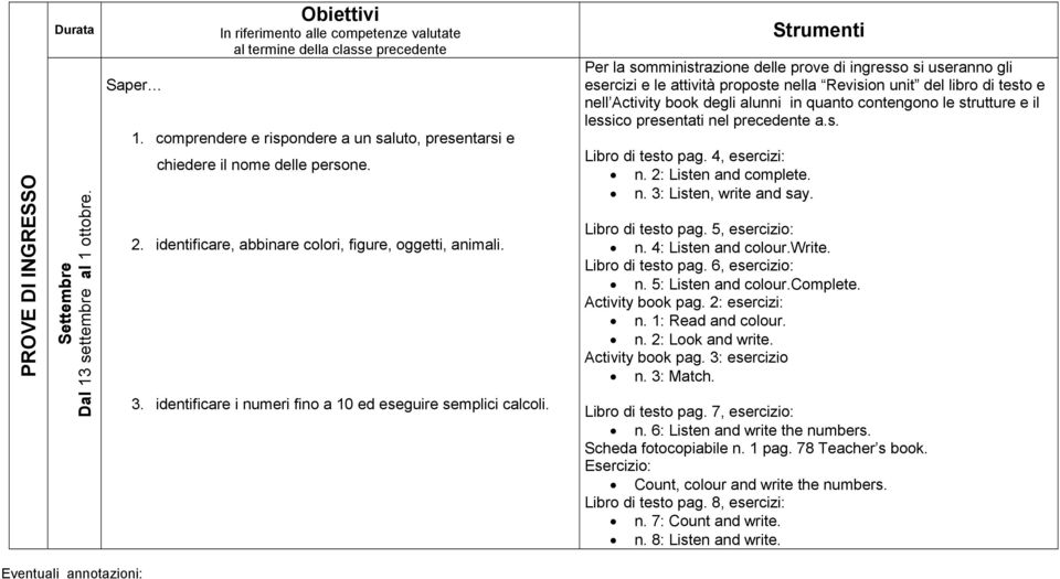 identificare i numeri fino a 10 ed eseguire semplici calcoli.