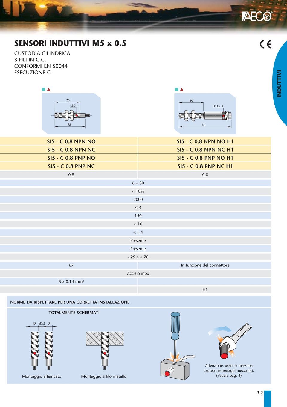 70 In funzione del connettore Acciaio inox x 0.