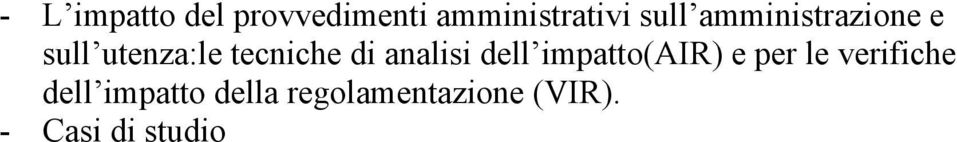 tecniche di analisi dell impatto(air) e per