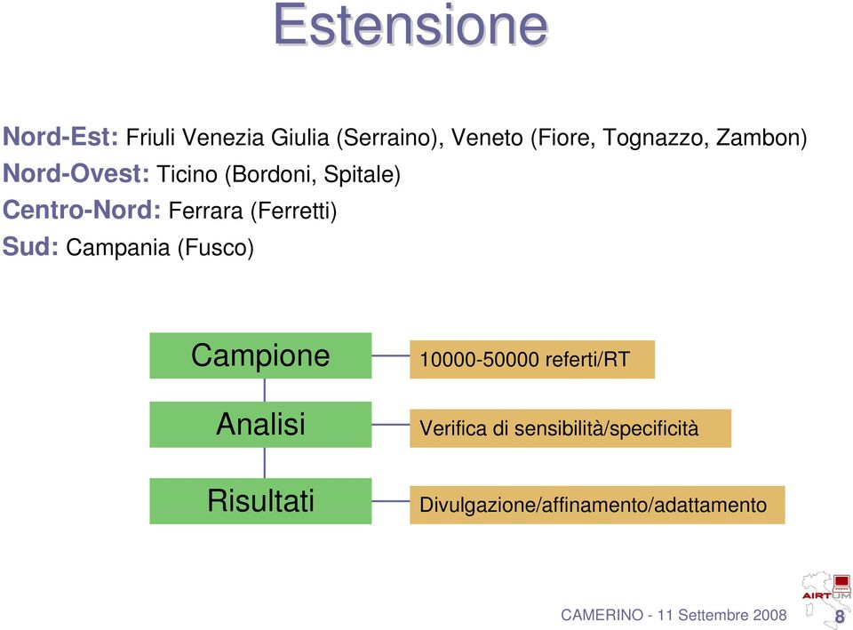 Campania (Fusco) Campione Analisi 10000-50000 referti/rt Verifica di