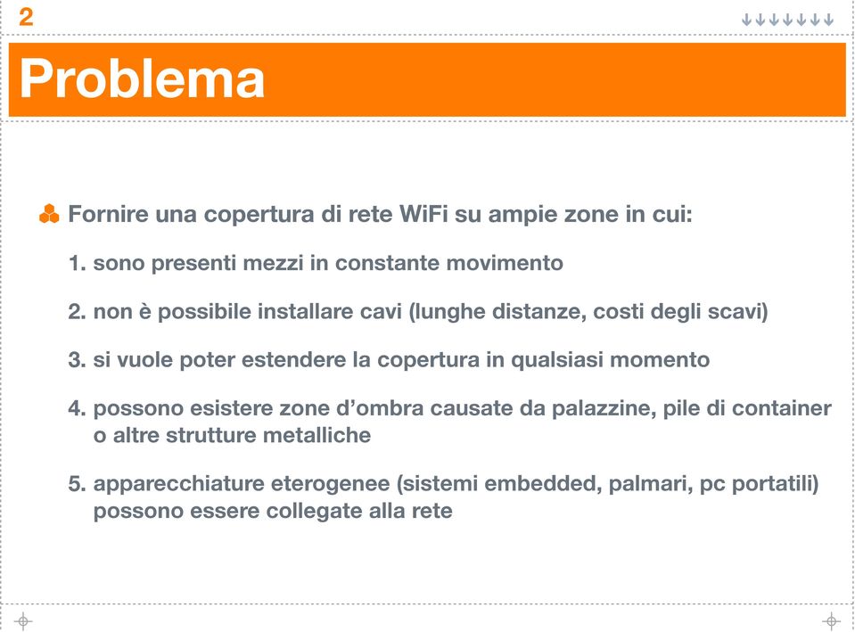 non è possibile installare cavi (lunghe distanze, costi degli scavi) 3.