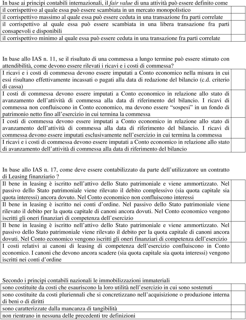 corrispettivo minimo al quale essa può essere ceduta in una transazione fra parti correlate In base allo IAS n.