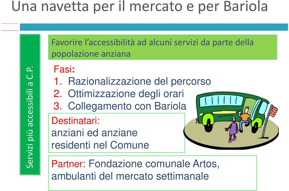 Razionalizzazione del percorso 2. Ottimizzazione degli orari 3.