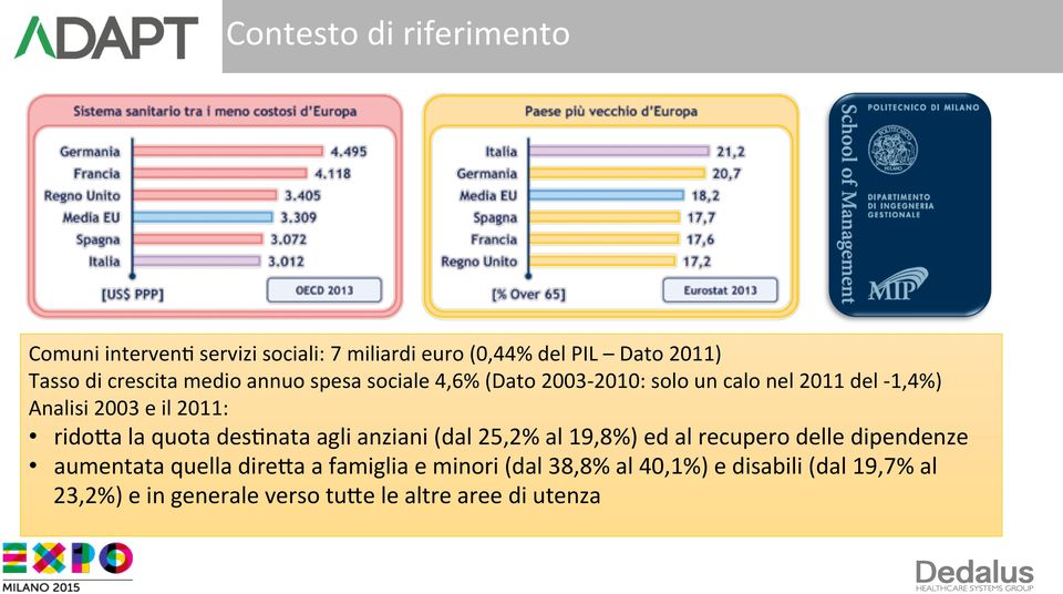 rido&a la quota des:nata agli anziani (dal 25,2% al 19,8%) ed al recupero delle dipendenze aumentata quella dire&a