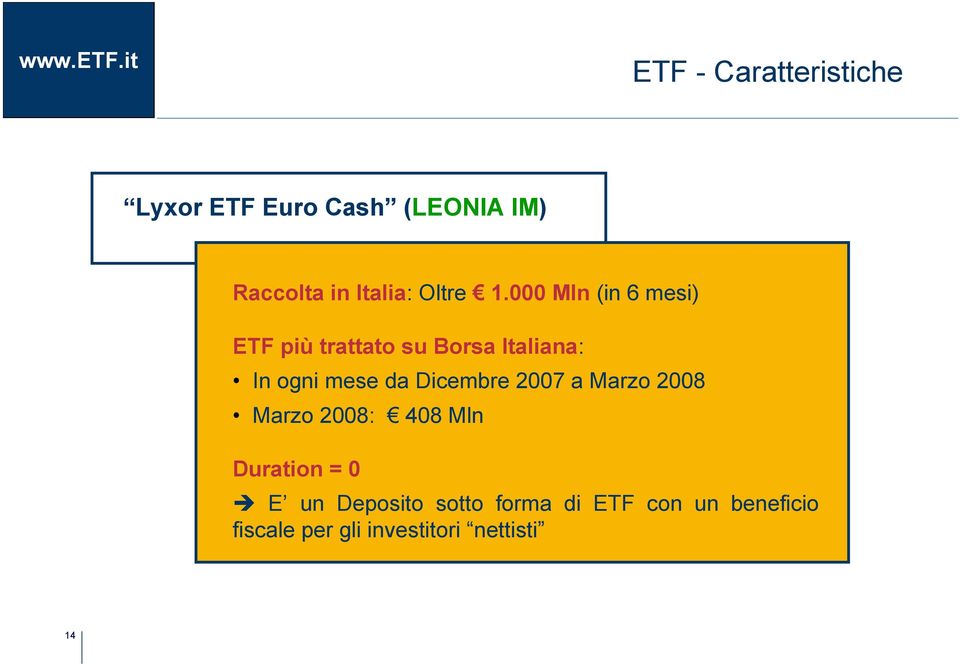000 Mln (in 6 mesi) ETF più trattato su Borsa Italiana: In ogni mese da