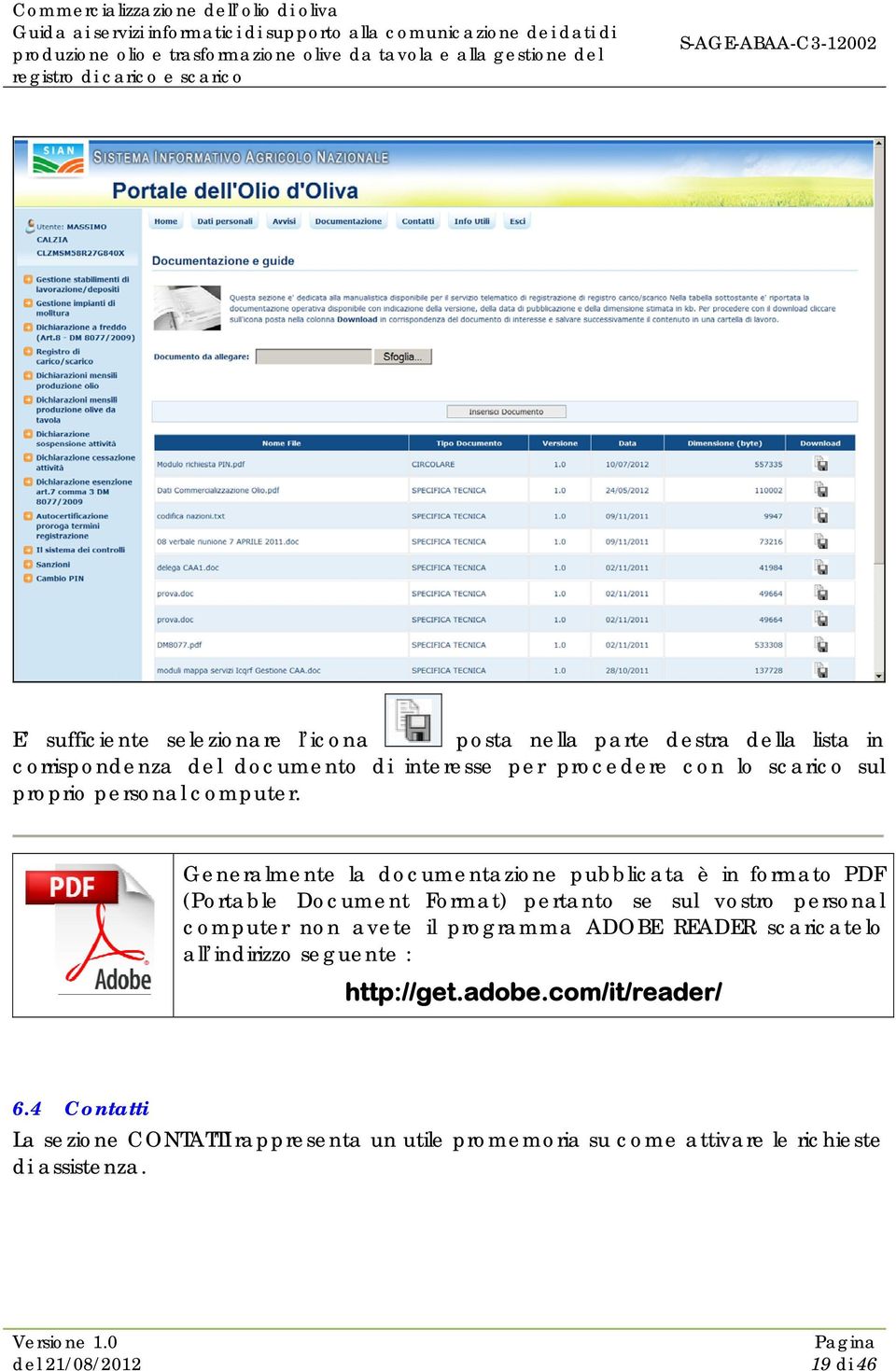 Generalmente la documentazione pubblicata è in formato PDF (Portable Document Format) pertanto se sul vostro personal computer non