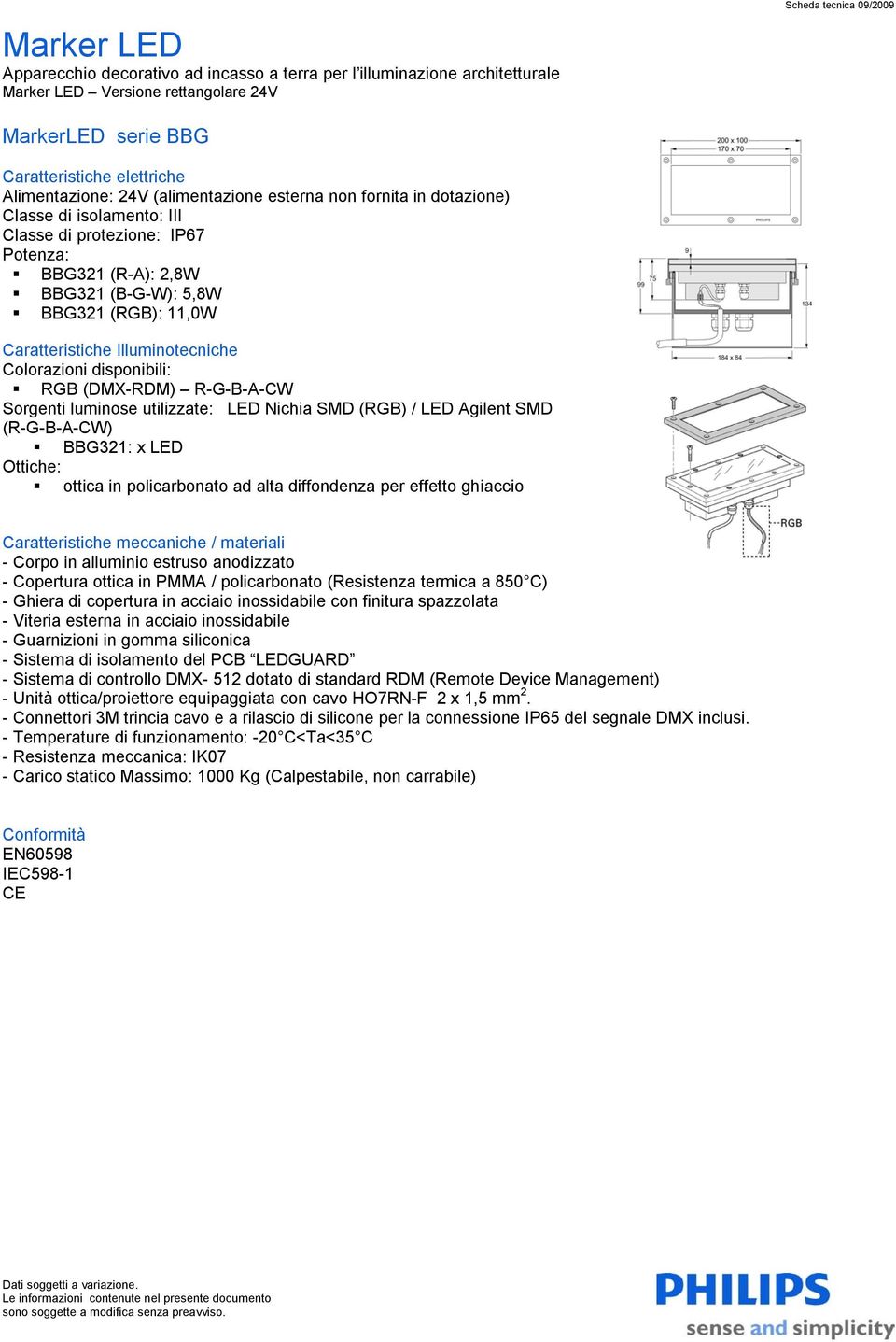 isolamento: III BBG321 (R-A): 2,8W BBG321 (B-G-W): 5,8W