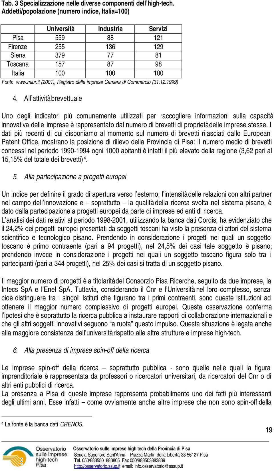 it (2001), Registro delle imprese Camera di Commercio (31.12.1999) 4.