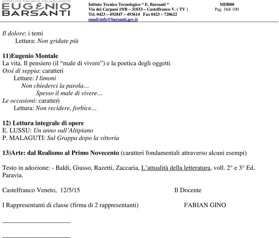 Non recidere, forbice 12) Lettura integrale di opere E. LUSSU: Un anno sull Altipiano P.