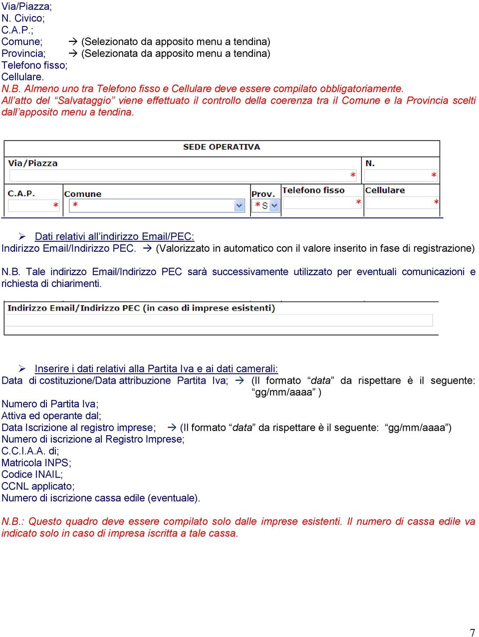 All atto del Salvataggio viene effettuato il controllo della coerenza tra il Comune e la Provincia scelti dall apposito menu a tendina.