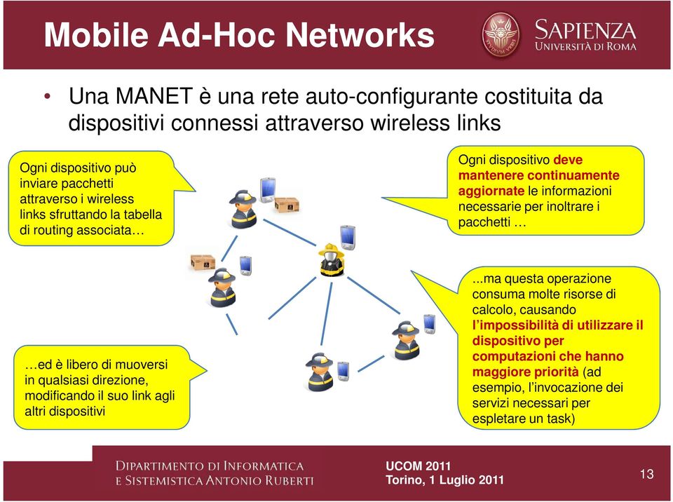 inoltrare i pacchetti ed è libero di muoversi in qualsiasi direzione, modificando il suo link agli altri dispositivi.