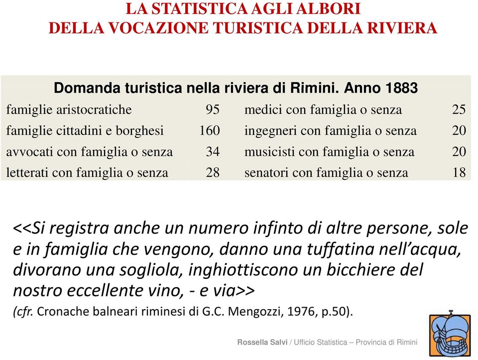 senza 34 musicisti con famiglia o senza 20 letterati con famiglia o senza 28 senatori con famiglia o senza 18 <<Si registra anche un numero infinto di altre