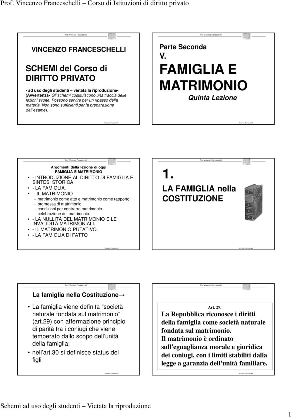 FAMIGLIA E MATRIMONIO Quinta Lezione Argomenti della lezione di oggi FAMIGLIA E MATRIMONIO - INTRODUZIONE AL DIRITTO DI FAMIGLIA E SINTESI STORICA - LA FAMIGLIA.