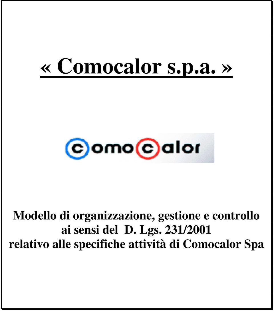 » Modello di organizzazione,