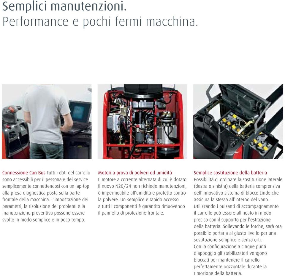 L impostazione dei parametri, la risoluzione dei problemi e la manutenzione preventiva possono essere svolte in modo semplice e in poco tempo.