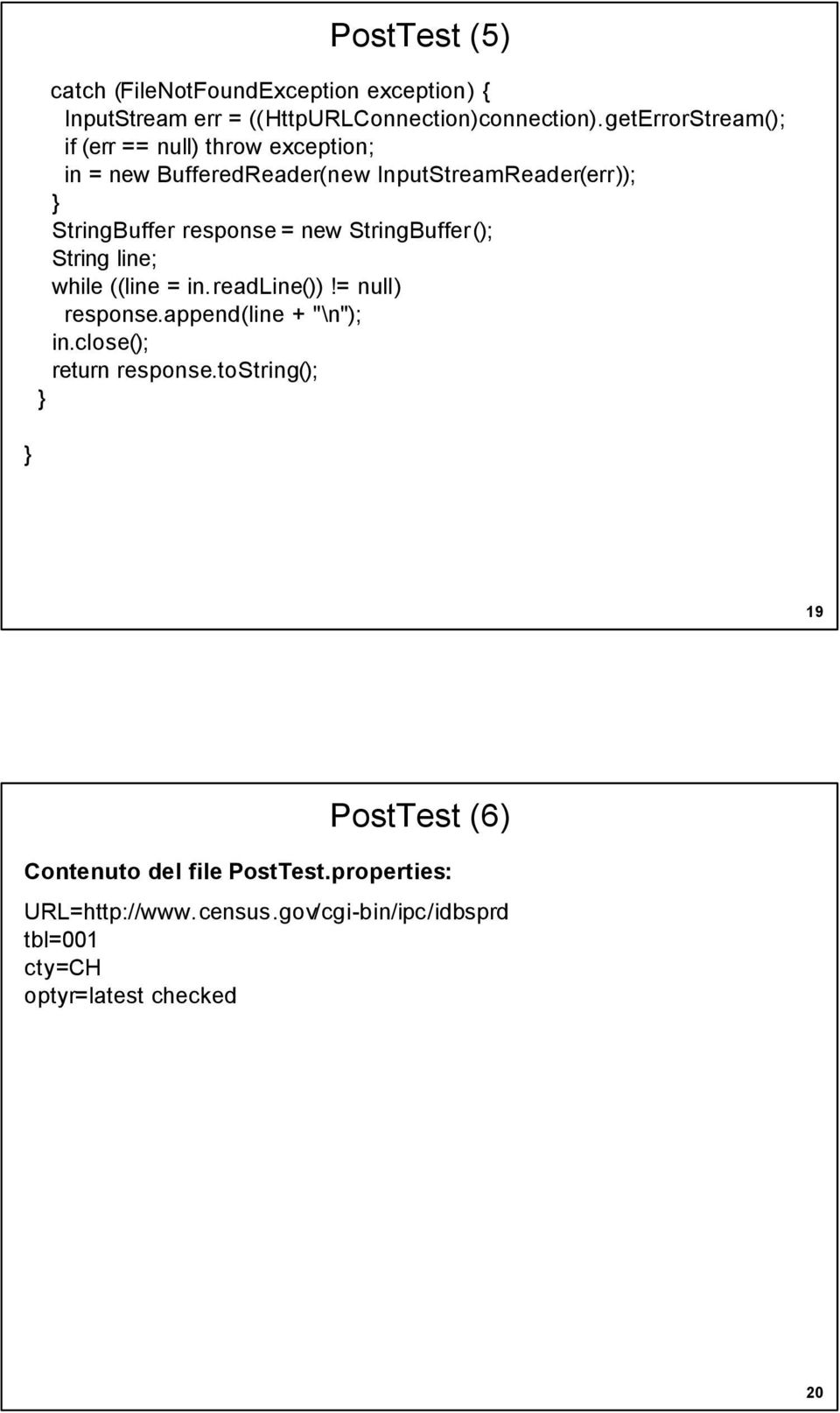 new StringBuffer(); String line; while ((line = in.readline())!= null) response.append(line + "\n"); in.close(); return response.