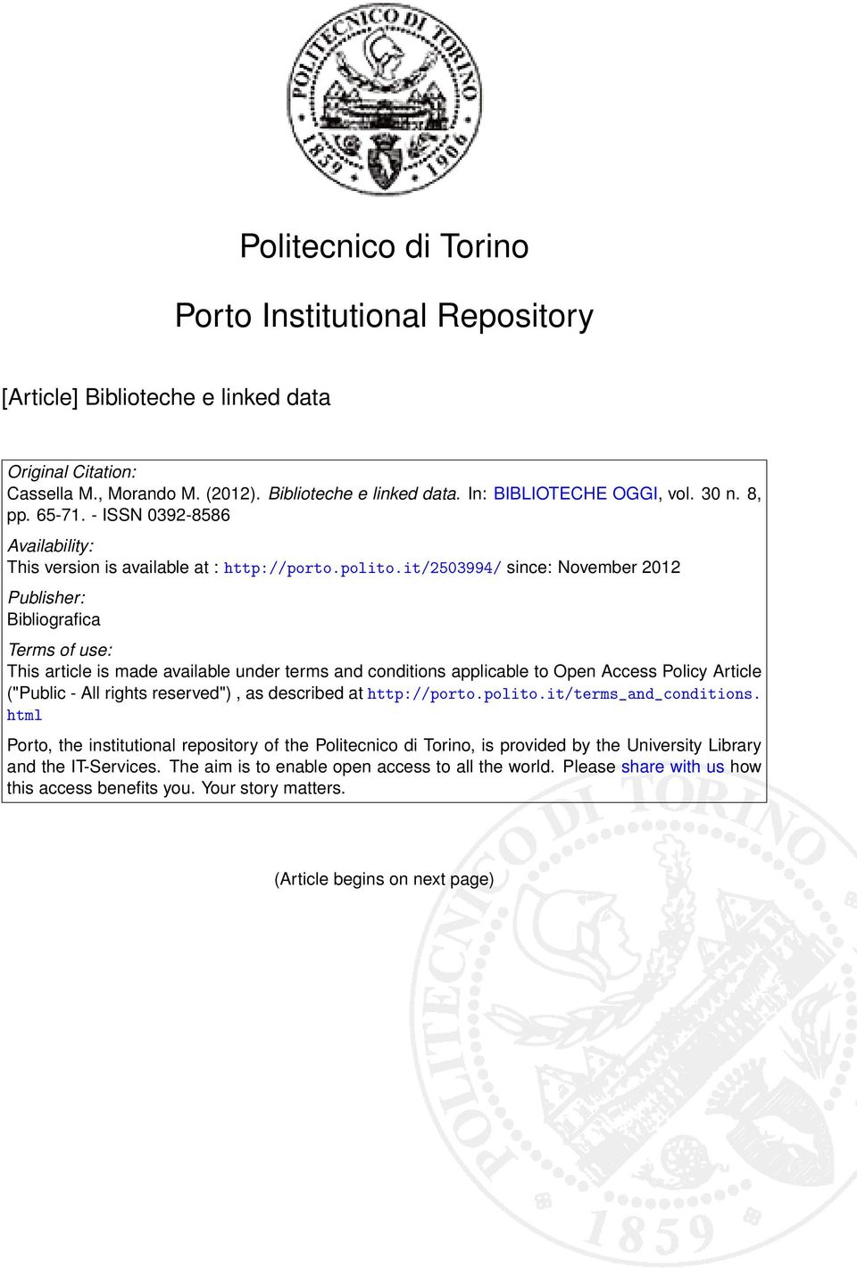 it/2503994/ since: November 2012 Publisher: Bibliografica Terms of use: This article is made available under terms and conditions applicable to Open Access Policy Article ("Public - All rights