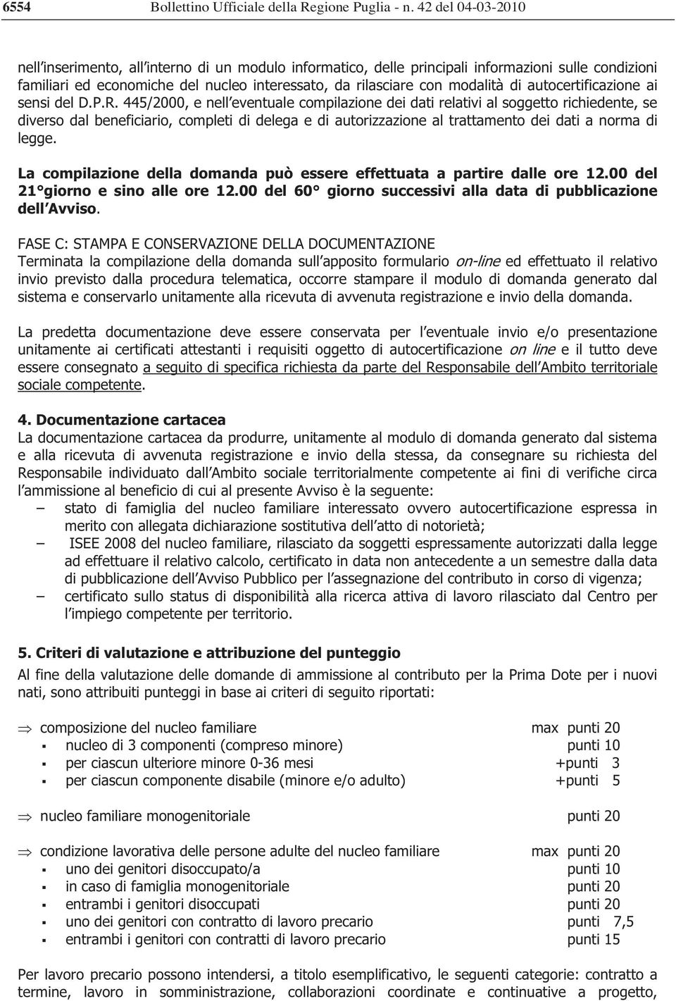 autocertificazione ai sensi del D.P.R.