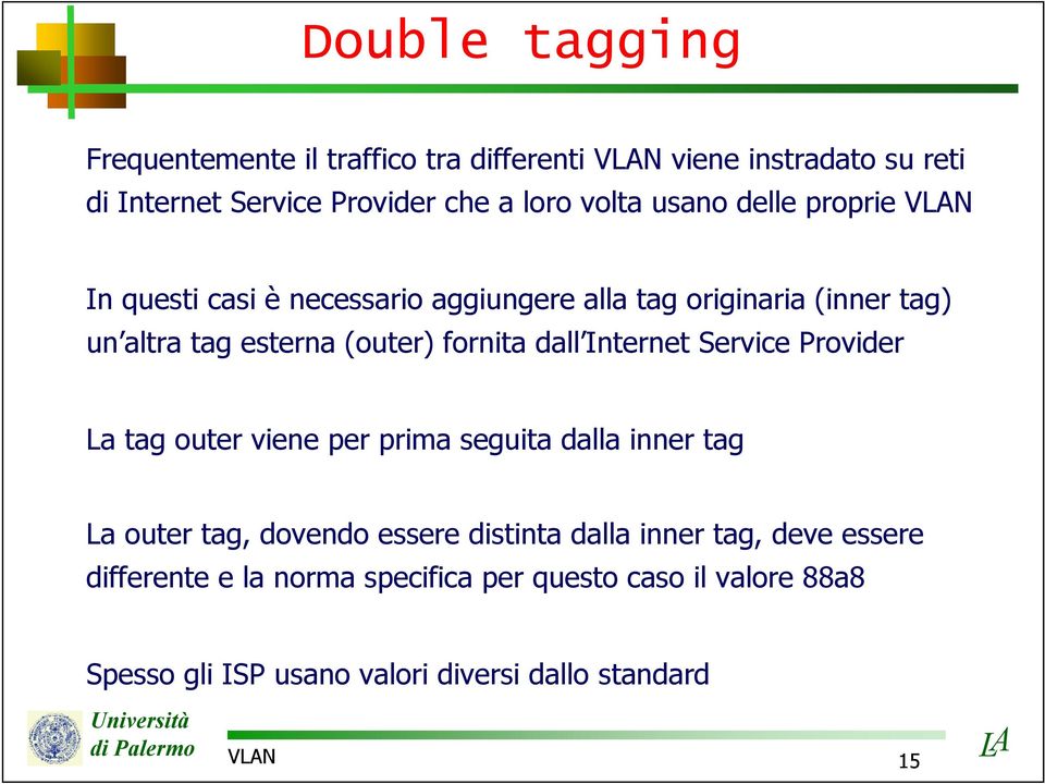 dall Internet Service Provider La tag outer viene per prima seguita dalla inner tag La outer tag, dovendo essere distinta dalla