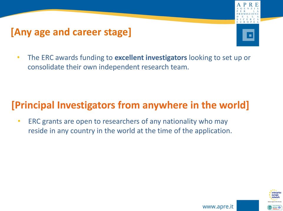 [Principal Investigators from anywhere in the world] ERC grants are open to