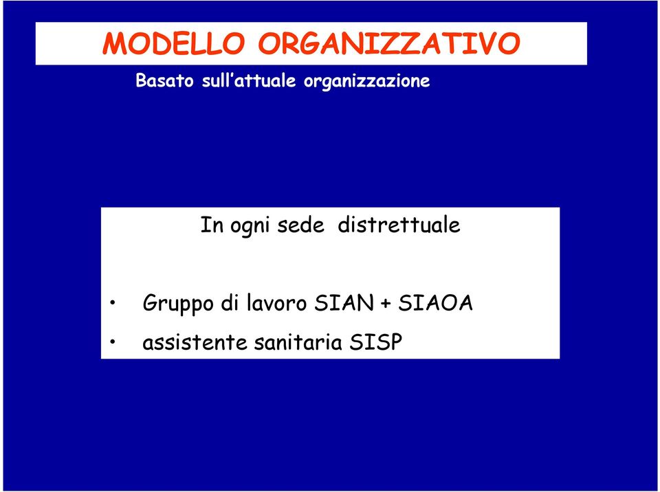 sede distrettuale Gruppo di lavoro