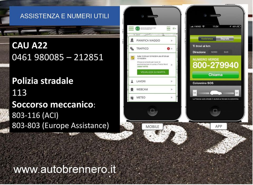 Soccorso meccanico: 803-116 (ACI) 803-803