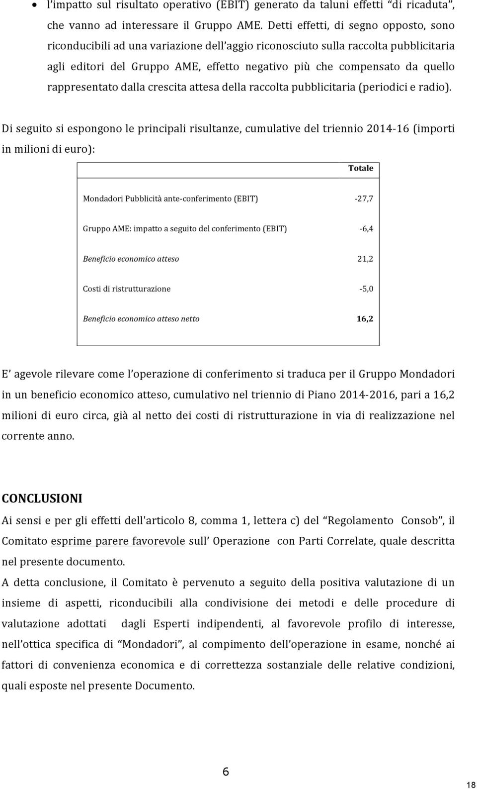 rappresentato dalla crescita attesa della raccolta pubblicitaria (periodici e radio).