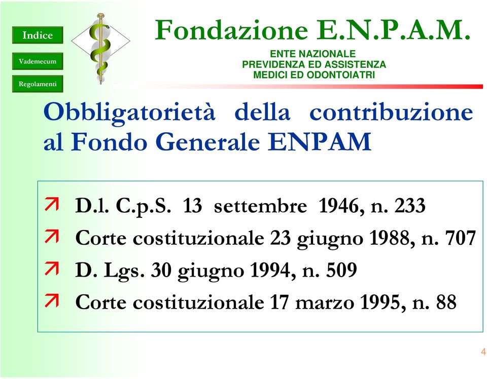 13 settembre 1946, n. 233 Corte costituzionale 23 giugno 1988, n.