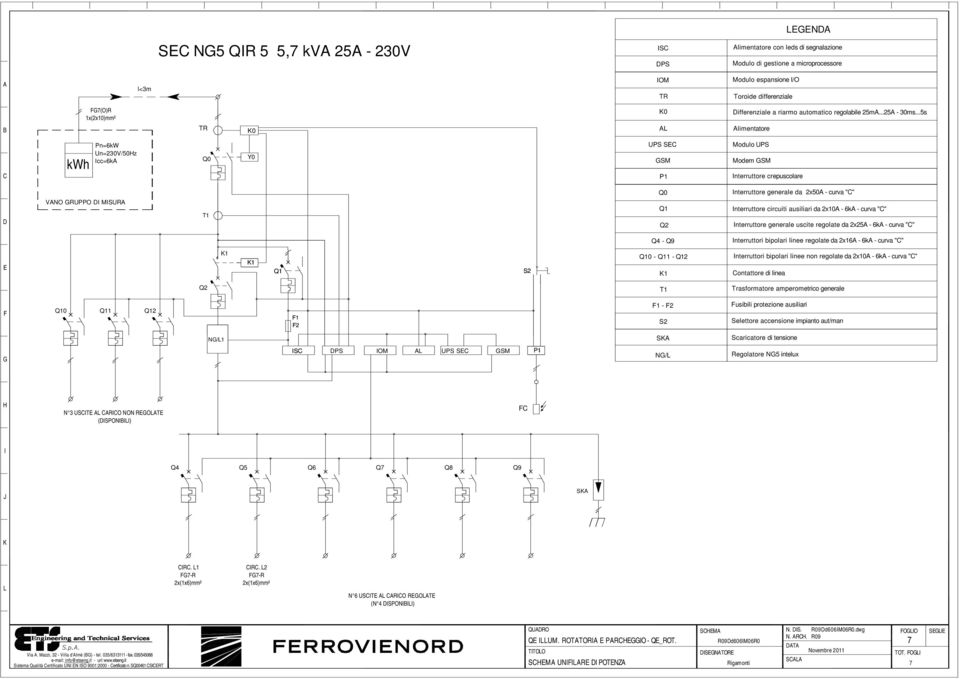 ..5s TR 0 limentatore kwh Pn=6kW Un=230V/50z cc=6k Q0 Y0 UPS S SM P1 Modulo UPS Modem SM nterruttore crepuscolare VNO RUPPO MSUR T1 Q0 Q1 Q2 nterruttore generale da 2x50 curva "" nterruttore circuiti