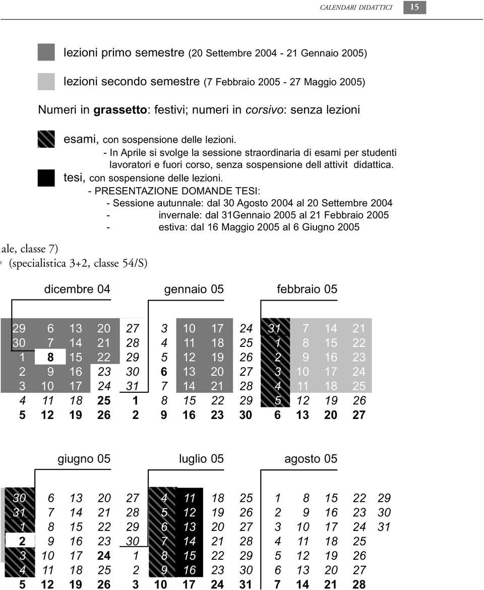 tesi, con sospensione delle lezioni.