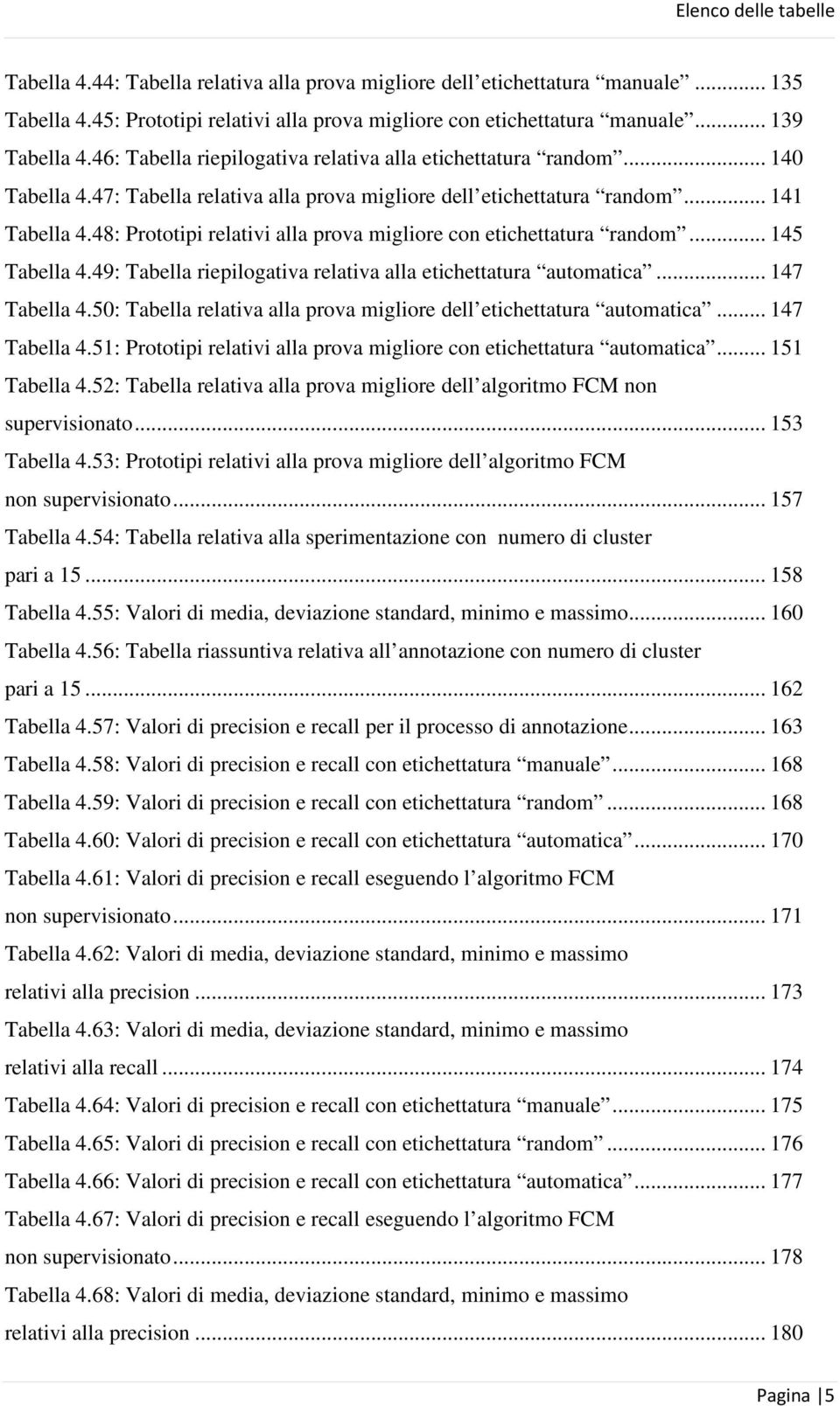 48: Prototipi relativi alla prova migliore con etichettatura random... 145 Tabella 4.49: Tabella riepilogativa relativa alla etichettatura automatica... 147 Tabella 4.