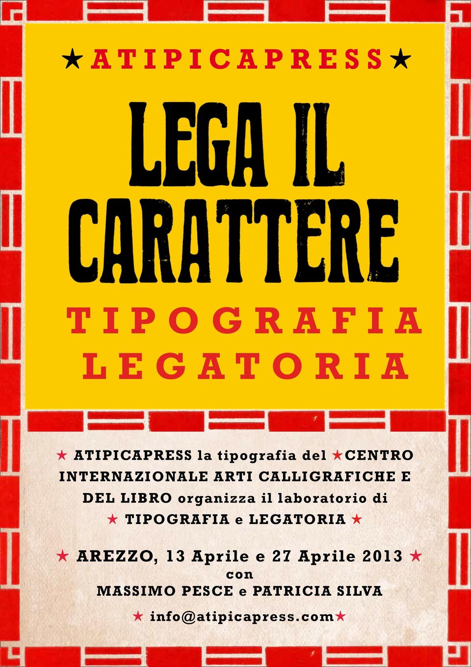 E DEL LIBRO organizza il laboratorio di TIPOGRAFIA e LEGATORIA AREZZO,