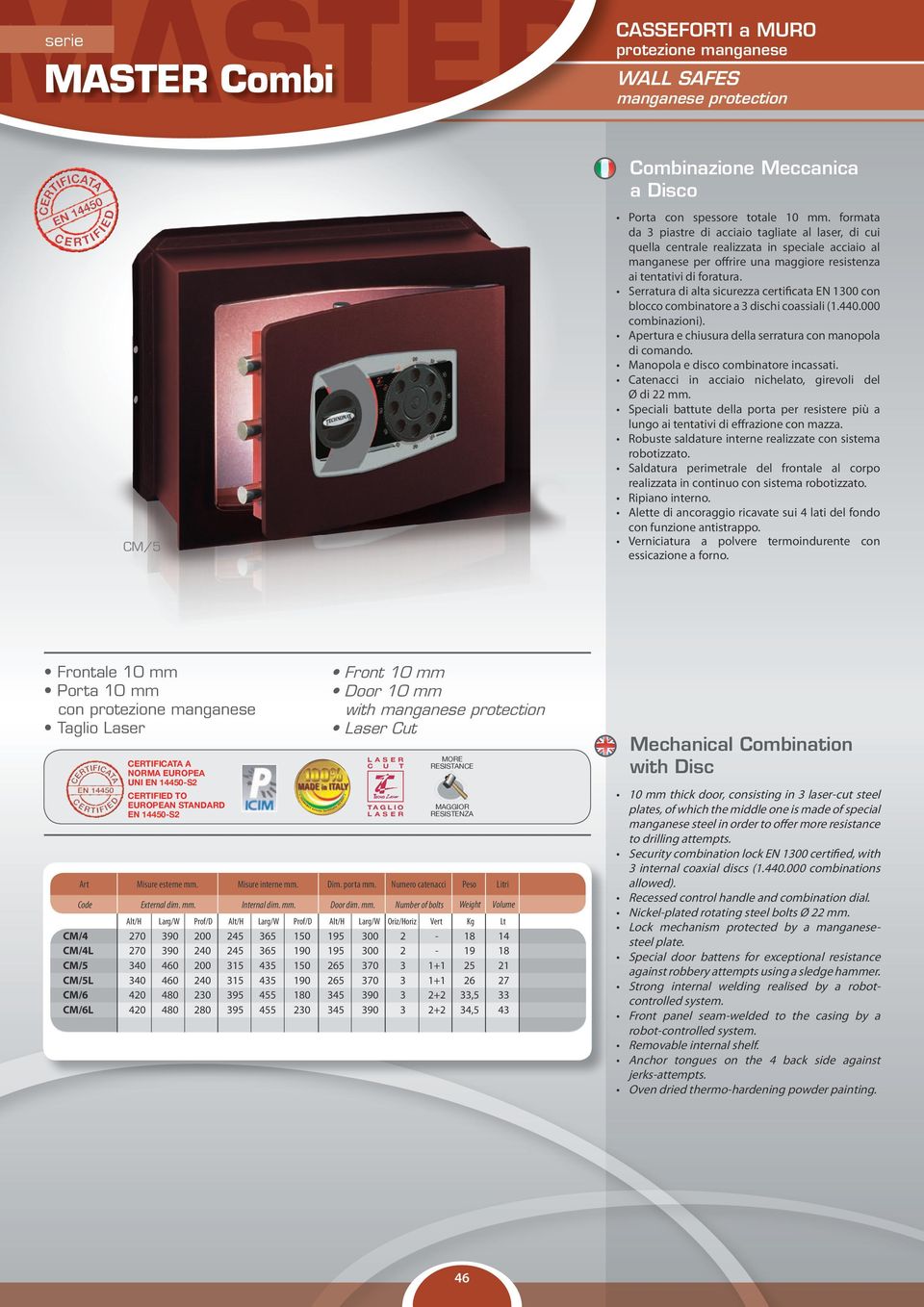 UNI EN 14450-S2 EN 14450-S2 with CM/4 270 390 200 245 365 150 195 300 2-18 14 CM/4L 270 390 240 245 365 190 195 300 2-19 18 CM/5 340 460 200 315 435 150 265 370 3 1+1 25 21 CM/5L 340 460 240 315 435