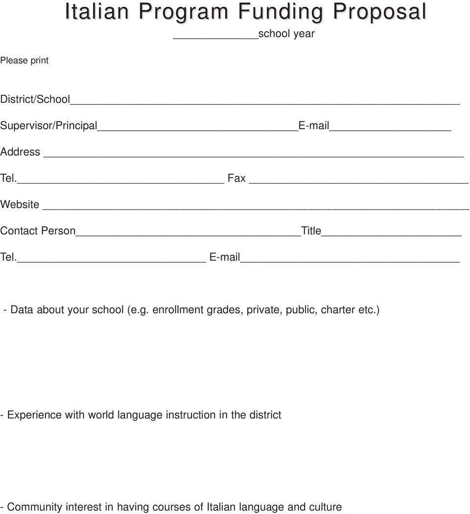 E-mail - Data about your school (e.g. enrollment grades, private, public, charter etc.