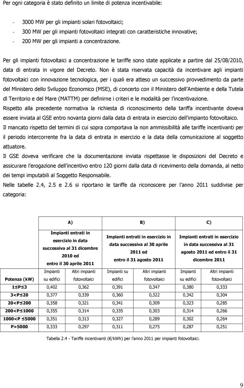 Non è stata riservata capacità da incentivare agli impianti fotovoltaici con innovazione tecnologica, per i quali era atteso un successivo provvedimento da parte del Ministero dello Sviluppo